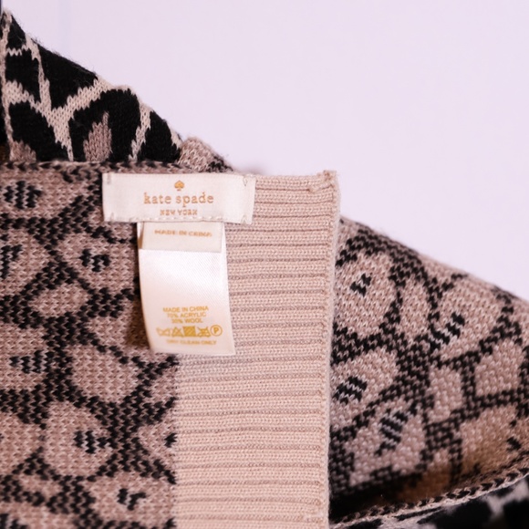 Kate Spade Cheetah Leopard Animal Print Pattern Wool Blend Knit Scarf Wrap Shawl - Picture 2 of 4